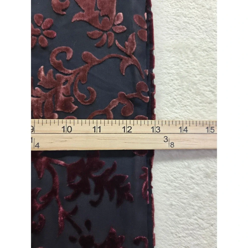 V Fraas Velvet Burnout Scarf Burgundy Black Floral Geometric Wrap Evening Shawl